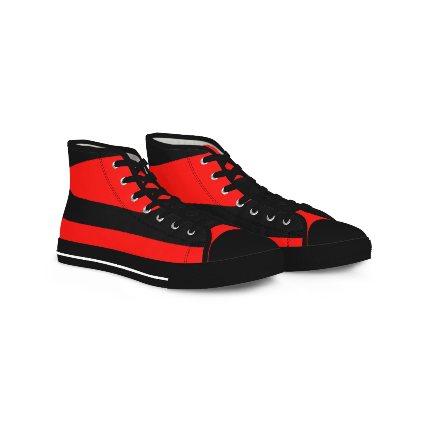 Black on Red Men's High Top Sneakers