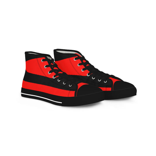 Black on Red Men's High Top Sneakers