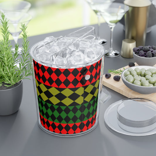 Pan African Flag  Ice Bucket with Tongs