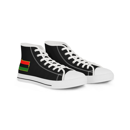 African Diaspora Flag  on Black  Men's High Top Sneakers