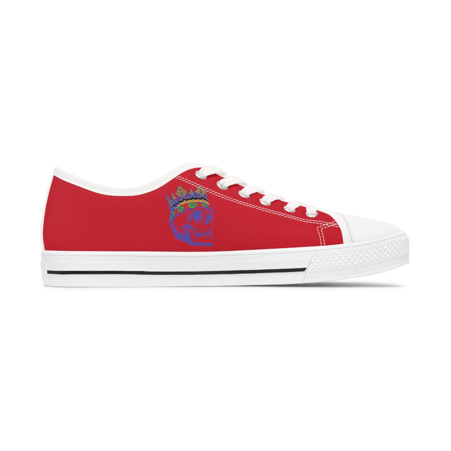 Queen Skull on Red    Women's Low Top Sneakers