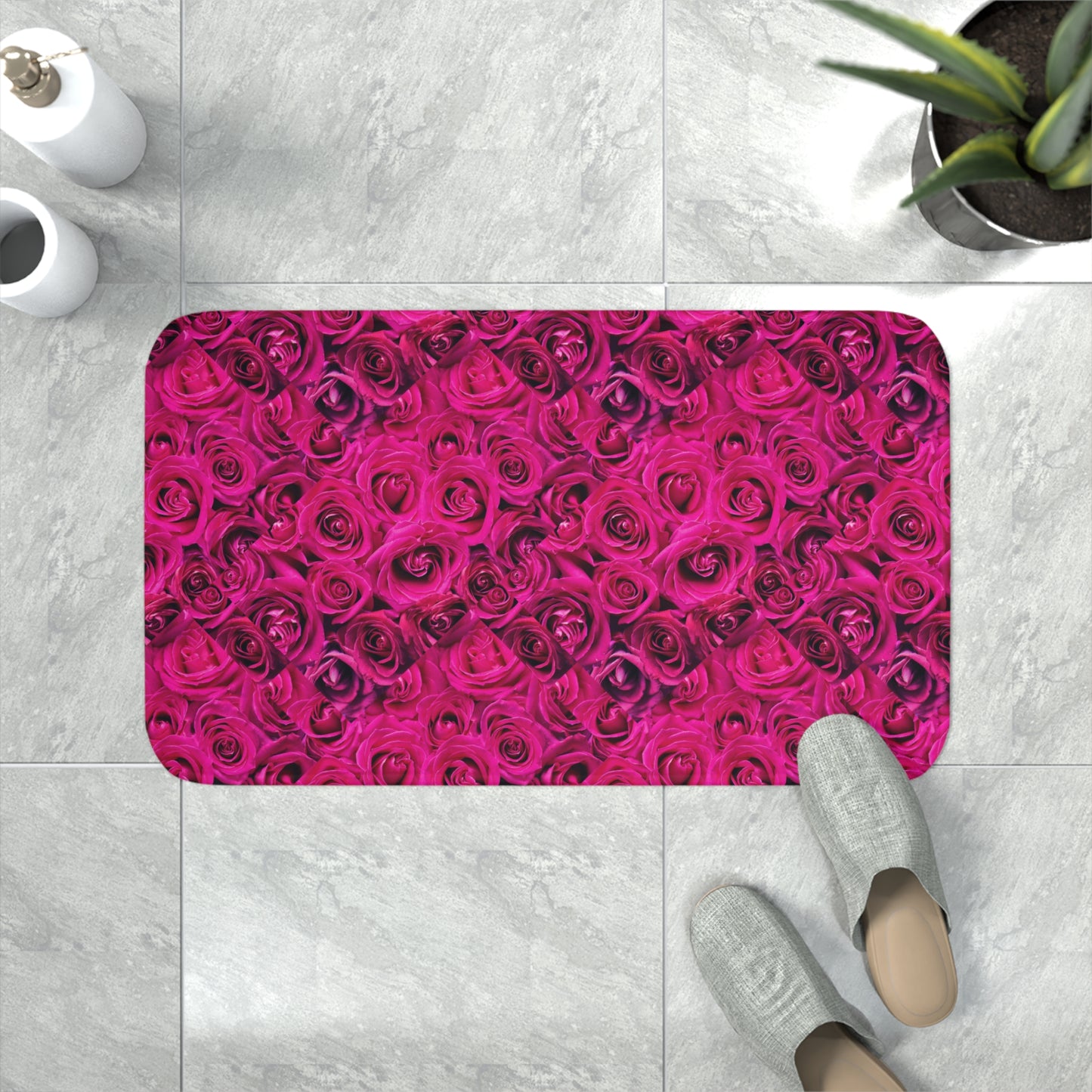 pink-roses Memory Foam Bath Mat