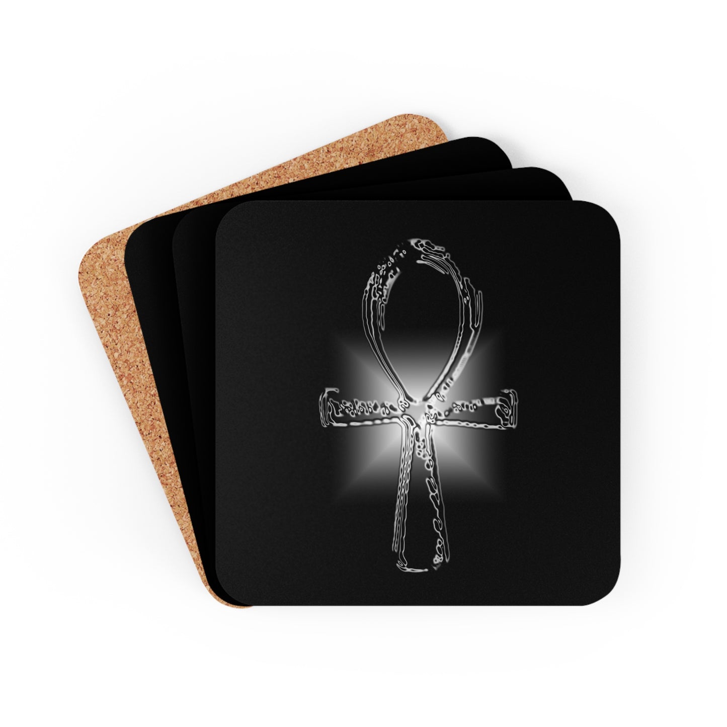 Glass ANKH Corkwood Coaster Set