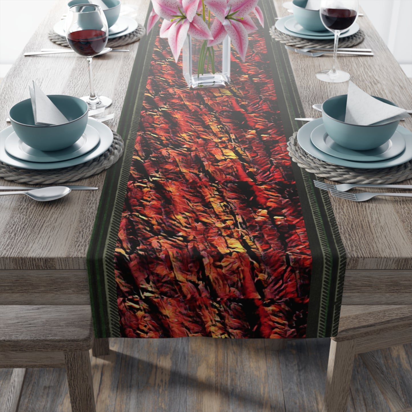 Red Wood Table Runner (Cotton, Poly)