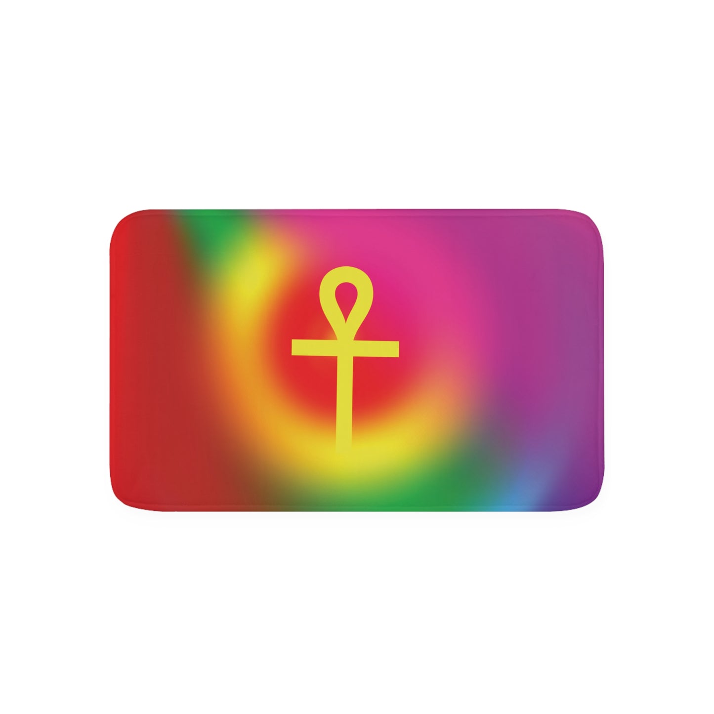 Gold Ankh in Rainbow Memory Foam Bath Mat