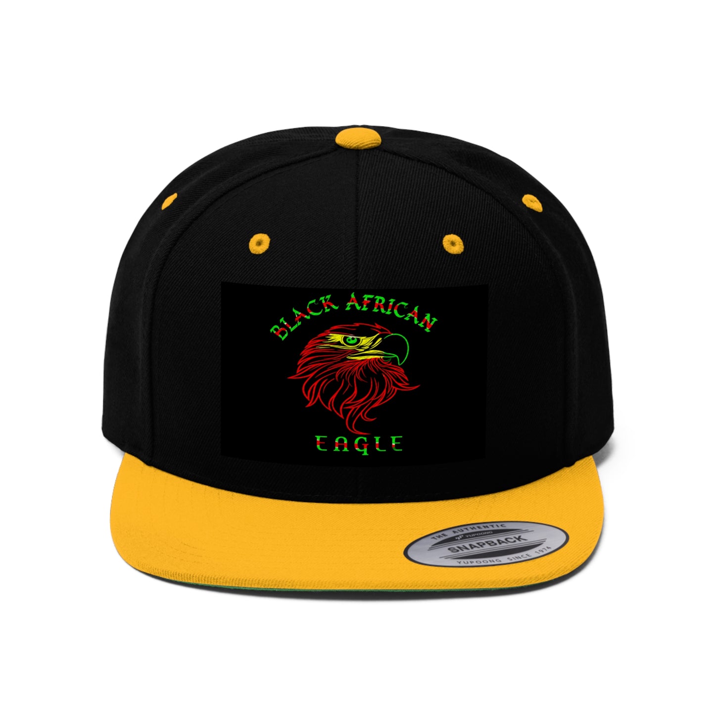 Black African Eagle     (EMBROIDERED)  Unisex Flat Bill Hat