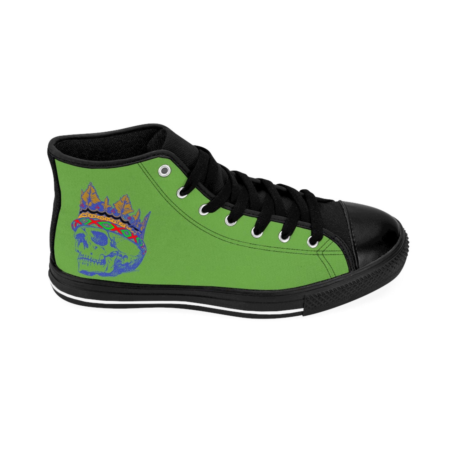 Queen SKULL On Green  Women's Classic Sneakers