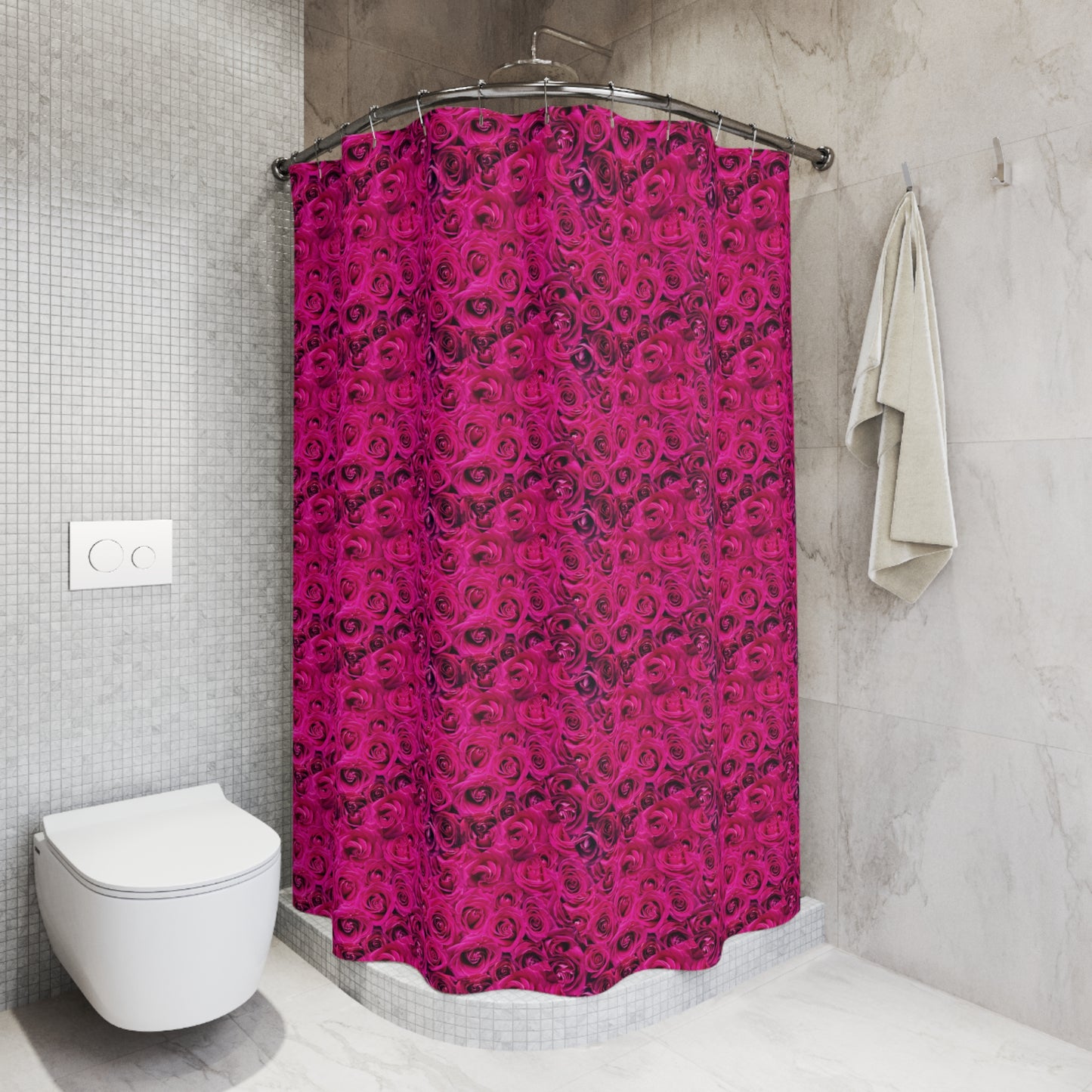 Pink-roses Polyester Shower Curtain