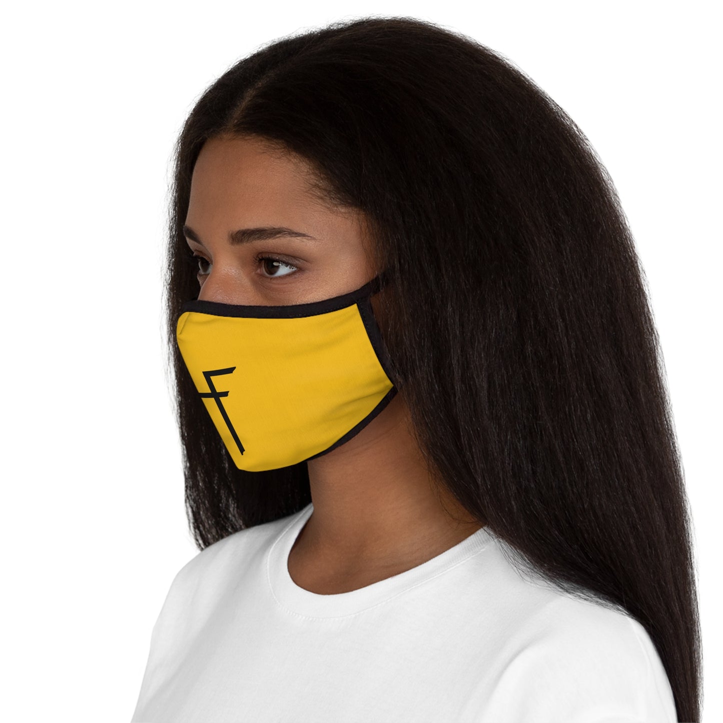 T F H  on Gold Fitted Polyester Face Mask