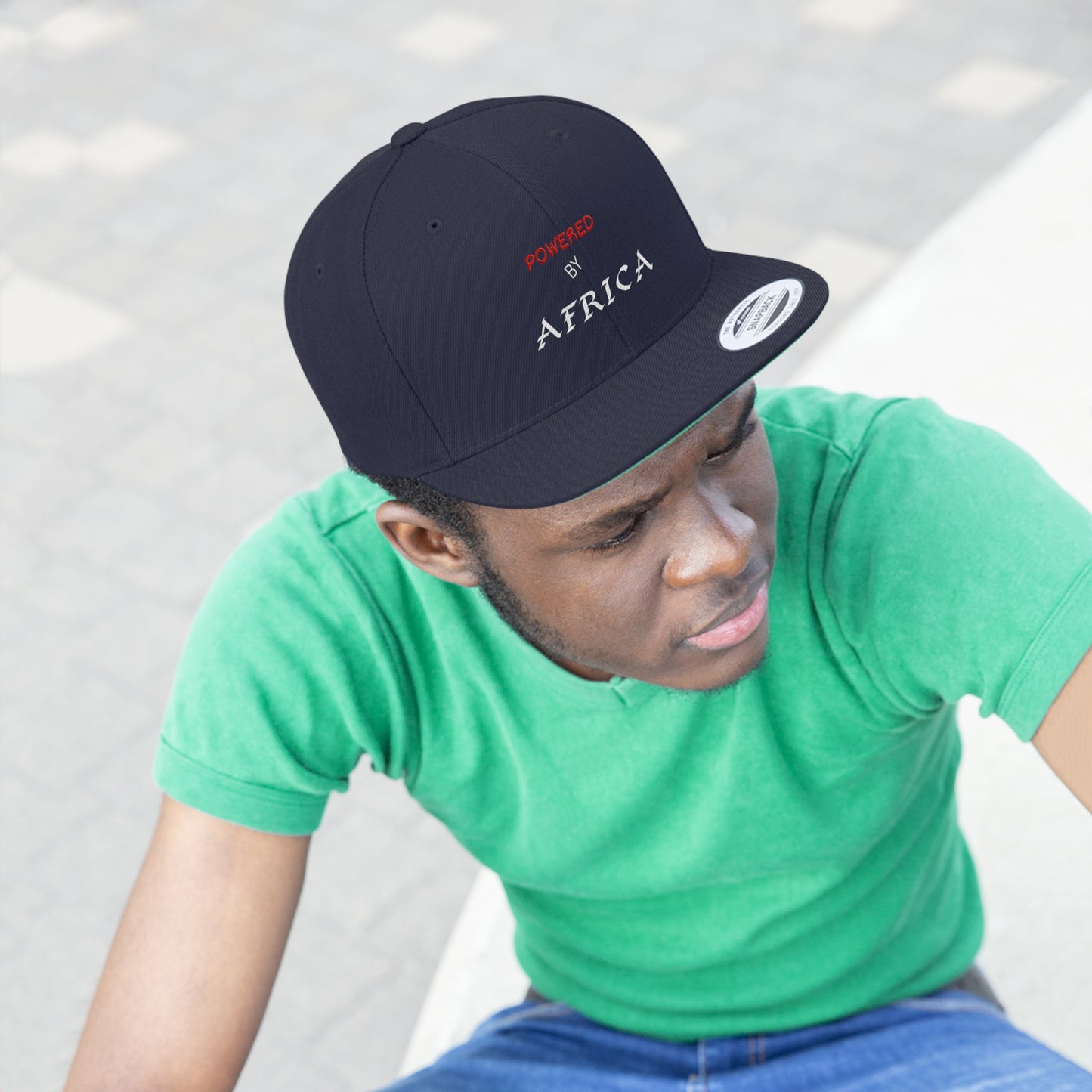 Powered By Africa (EMBROIDERED)  Unisex Flat Bill Hat