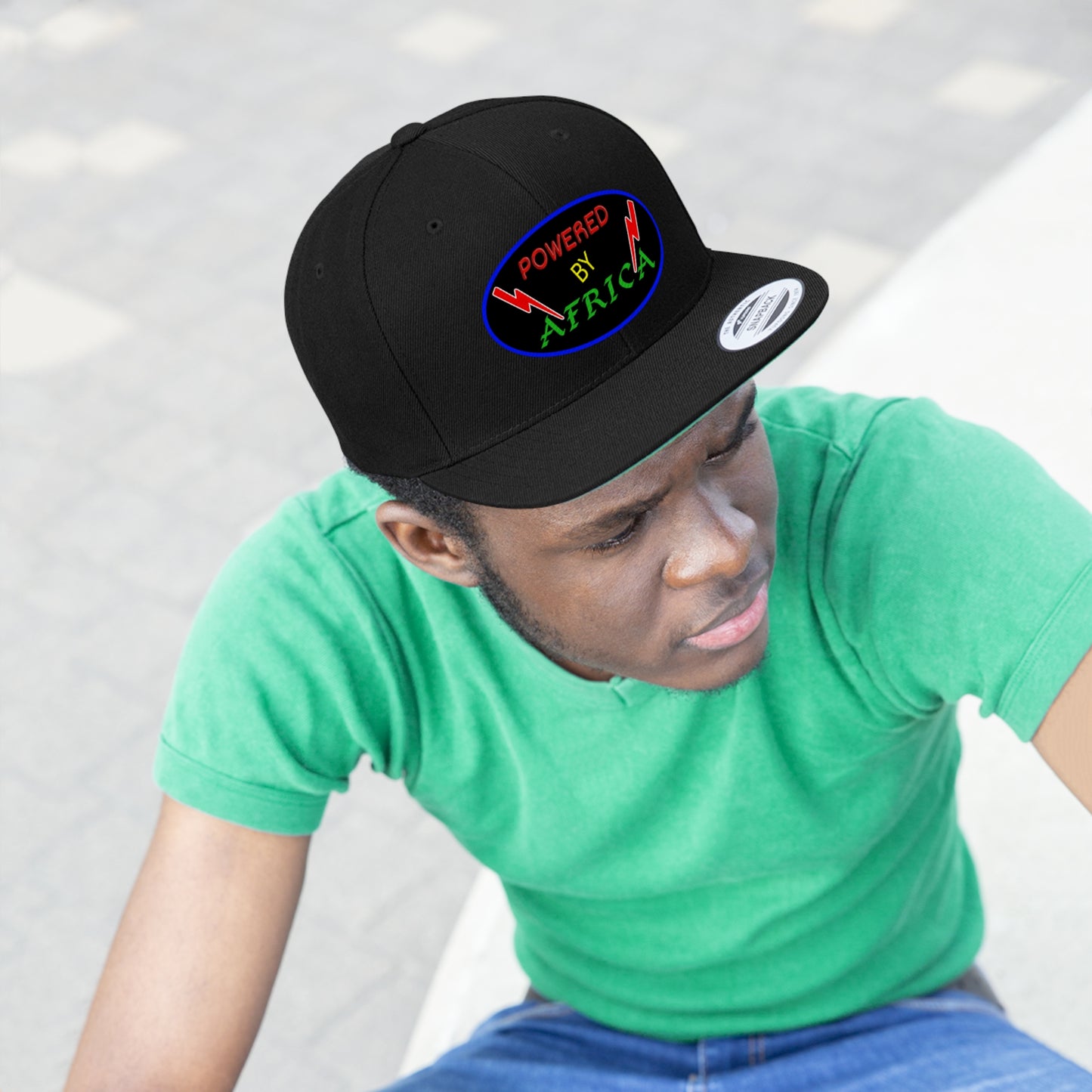 Powered By Africa (EMBROIDERED)  Unisex Flat Bill Hat