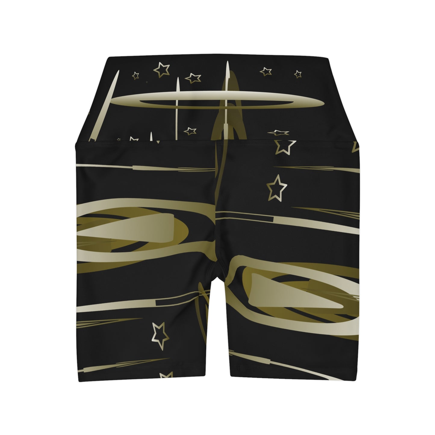 Gold Stars  High Waisted Yoga Shorts (AOP)