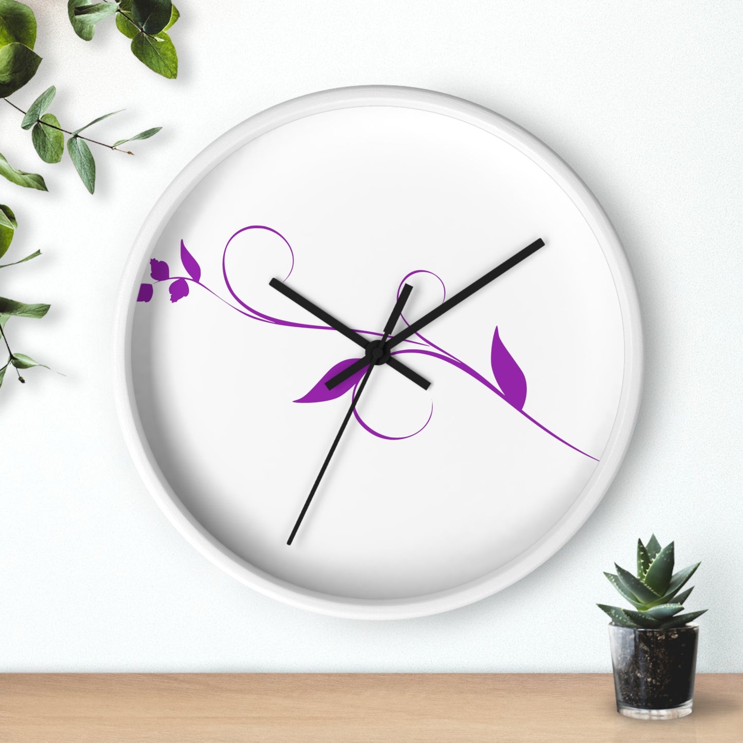 Violet  Leaf Wall clock