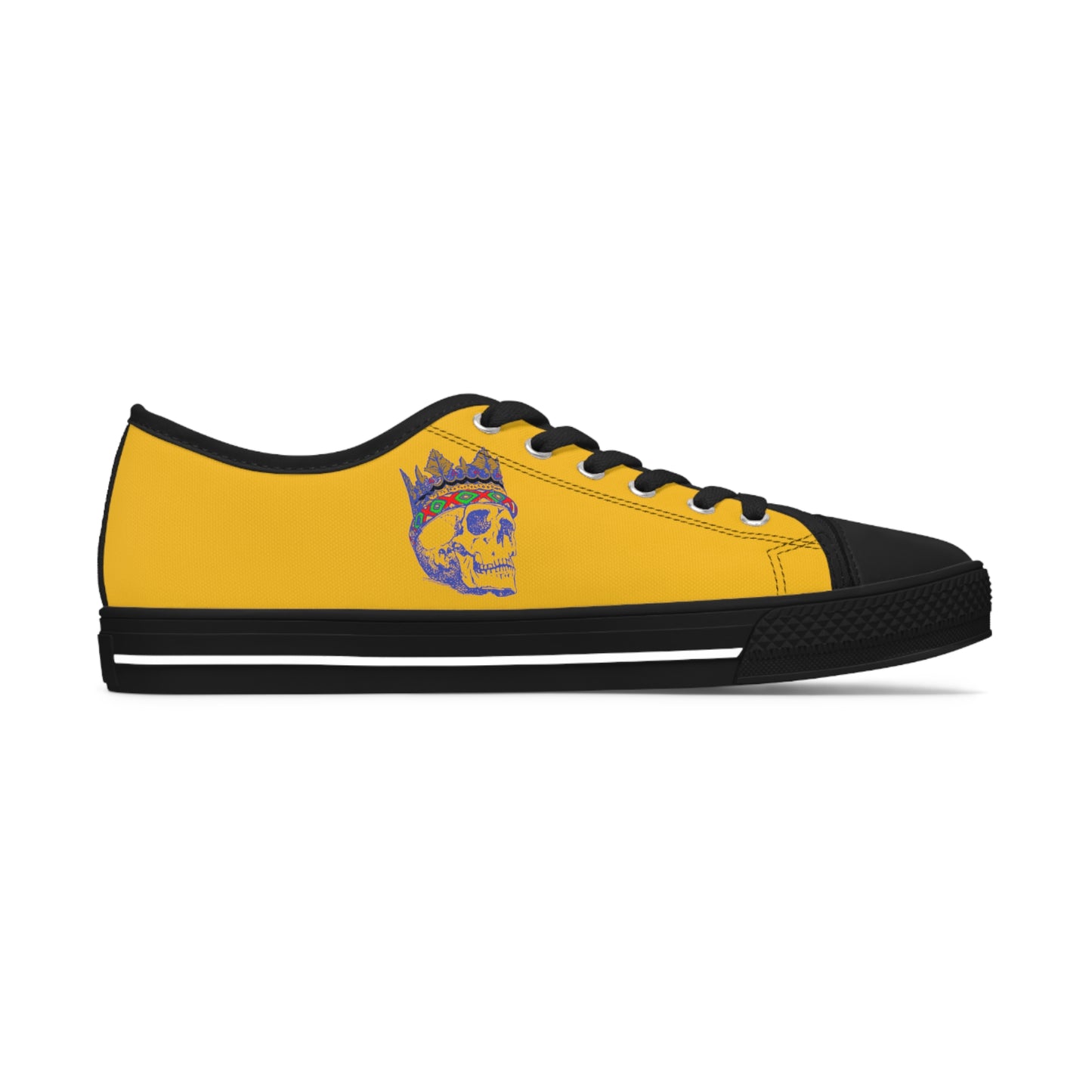 Queen Skull on Mustard    Women's Low Top Sneakers