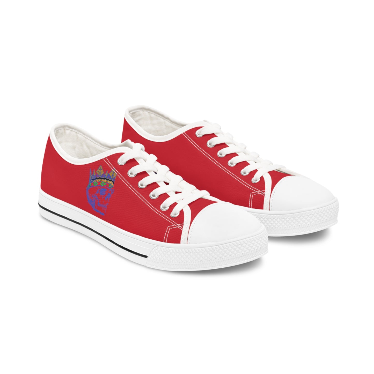 Queen Skull on Red    Women's Low Top Sneakers