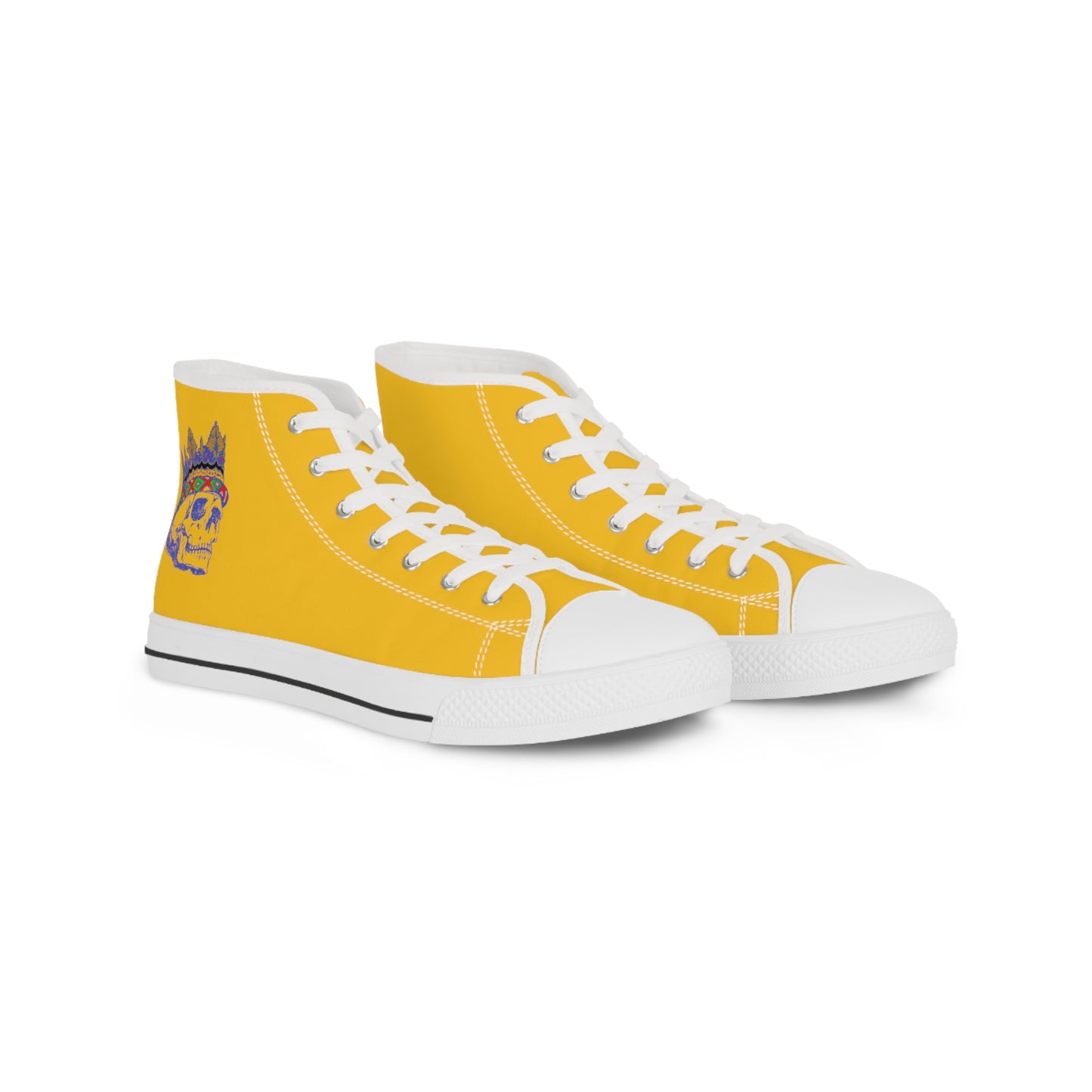 KING  SKULL On Mustard Men's High Top Sneakers