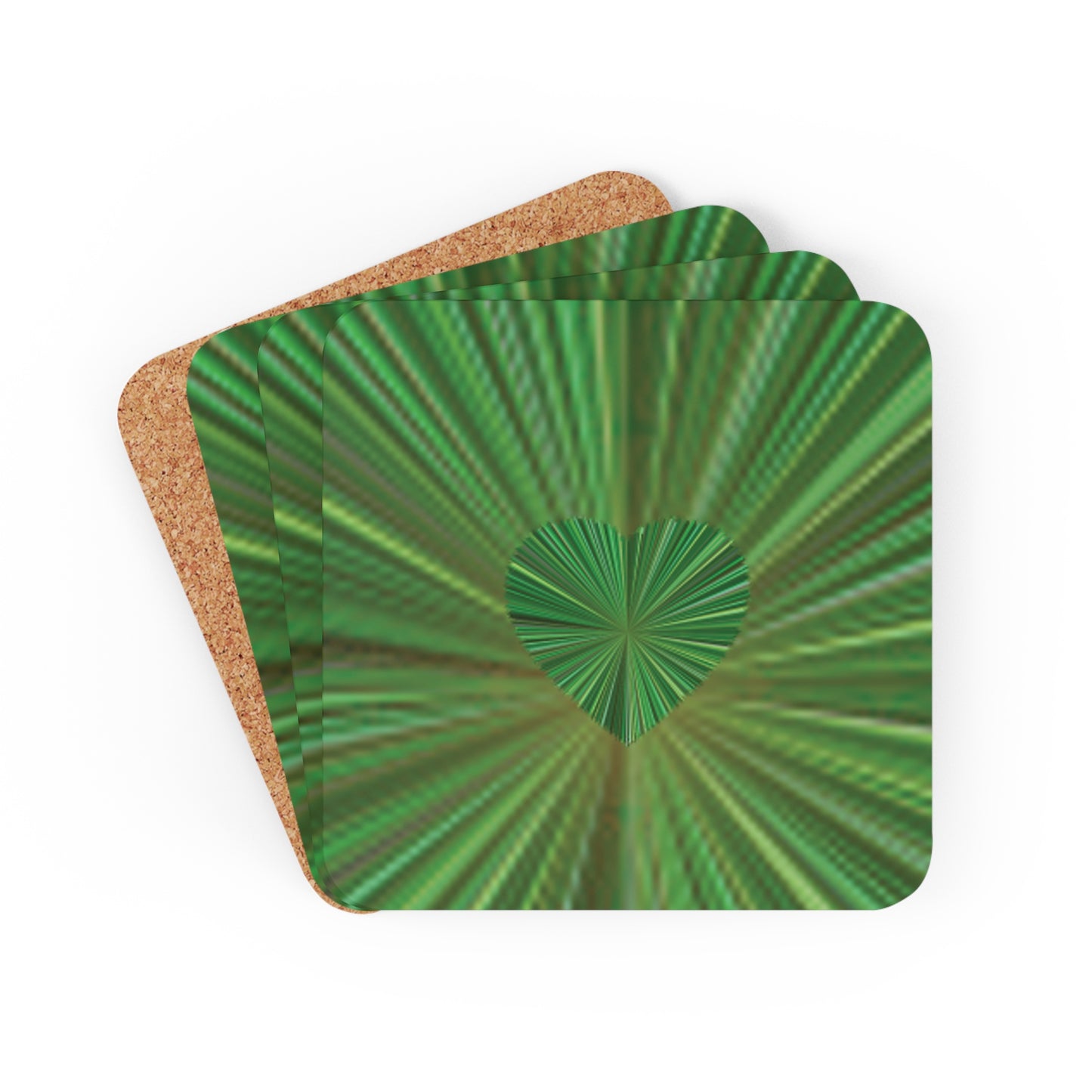 Heart Grass Animals Corkwood Coaster Set