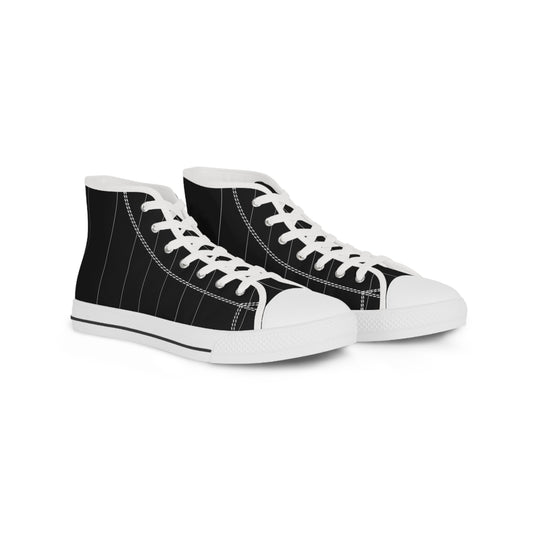 Black Pin Striped Men's High Top Sneakers