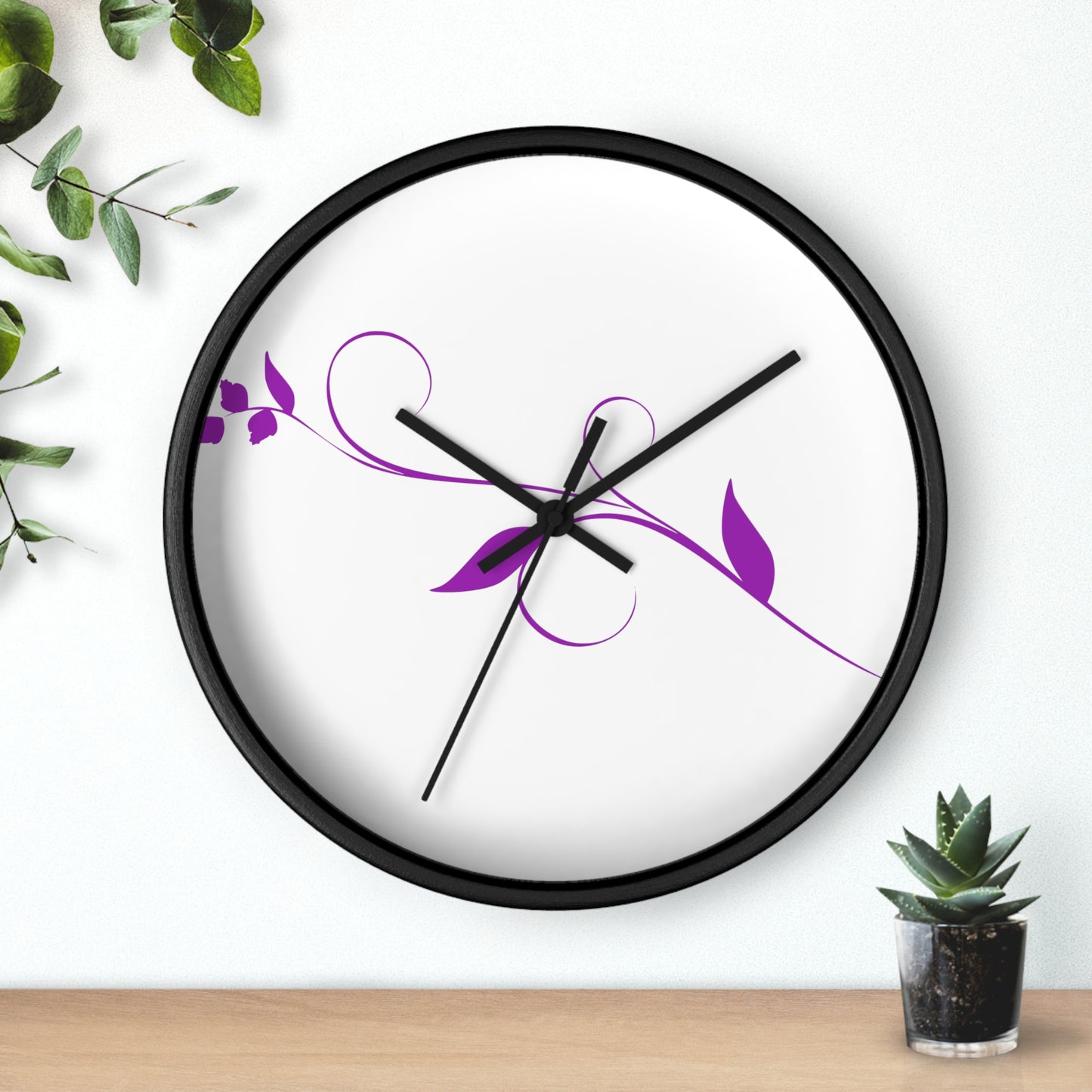 Violet  Leaf Wall clock