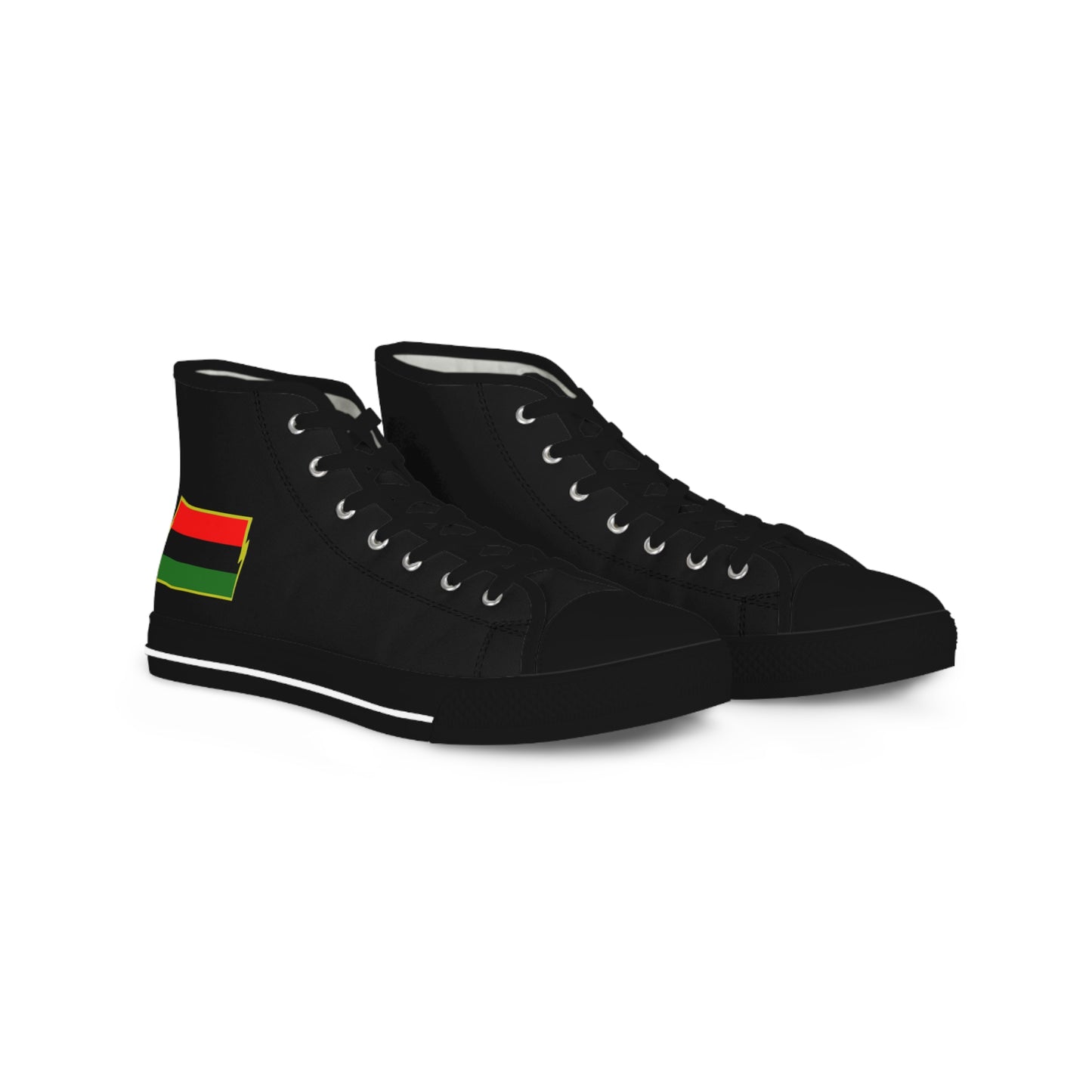 African Diaspora Flag  on Black  Men's High Top Sneakers