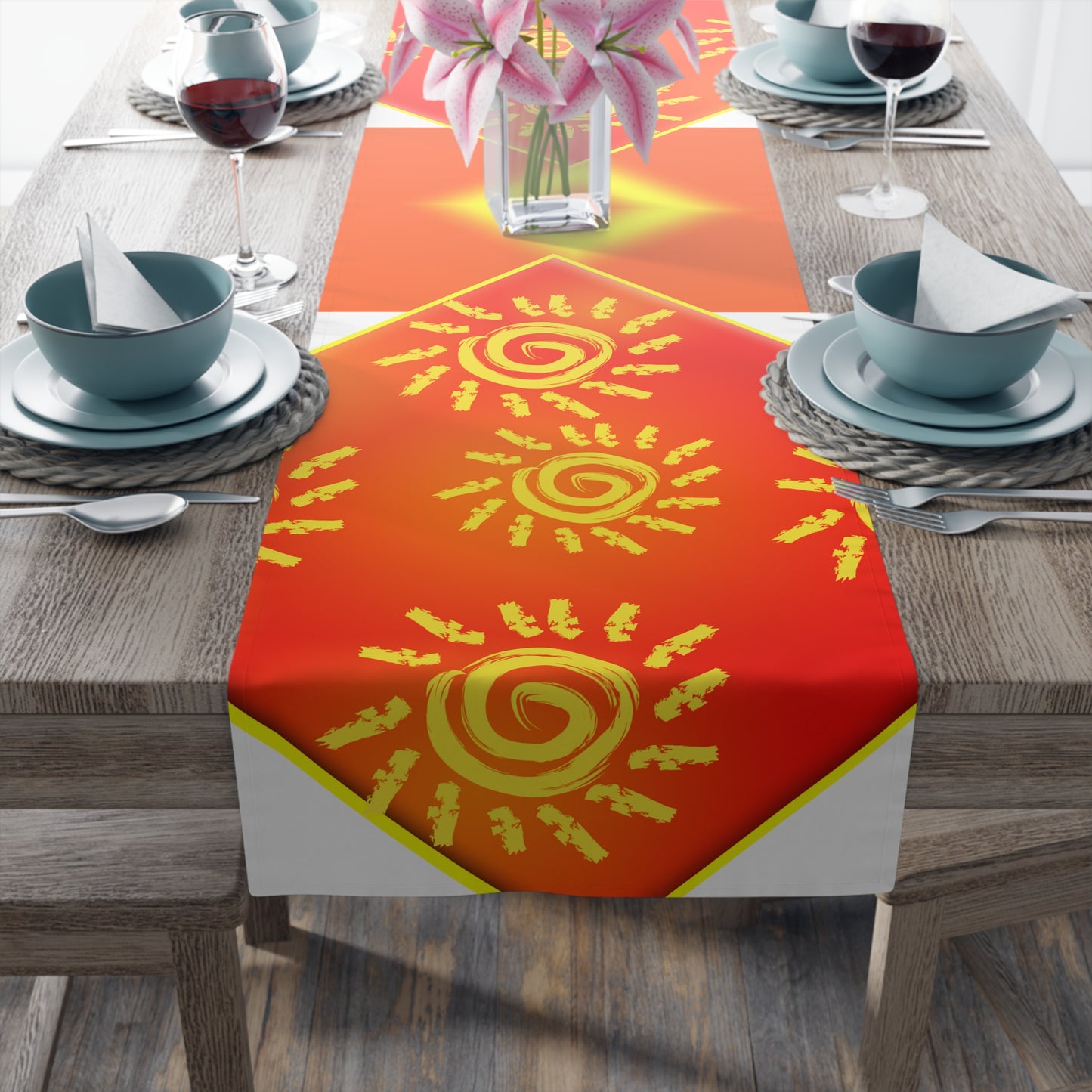 Sun Shine [White] Table Runner (Cotton, Poly)