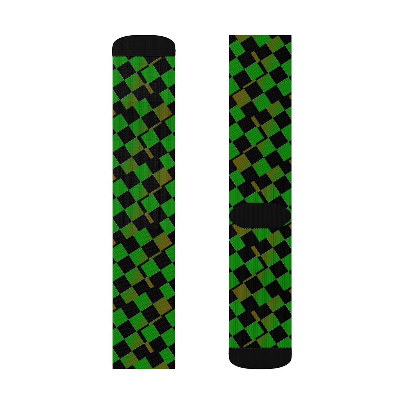 Checker Brd Green & Gold     Sublimation Socks