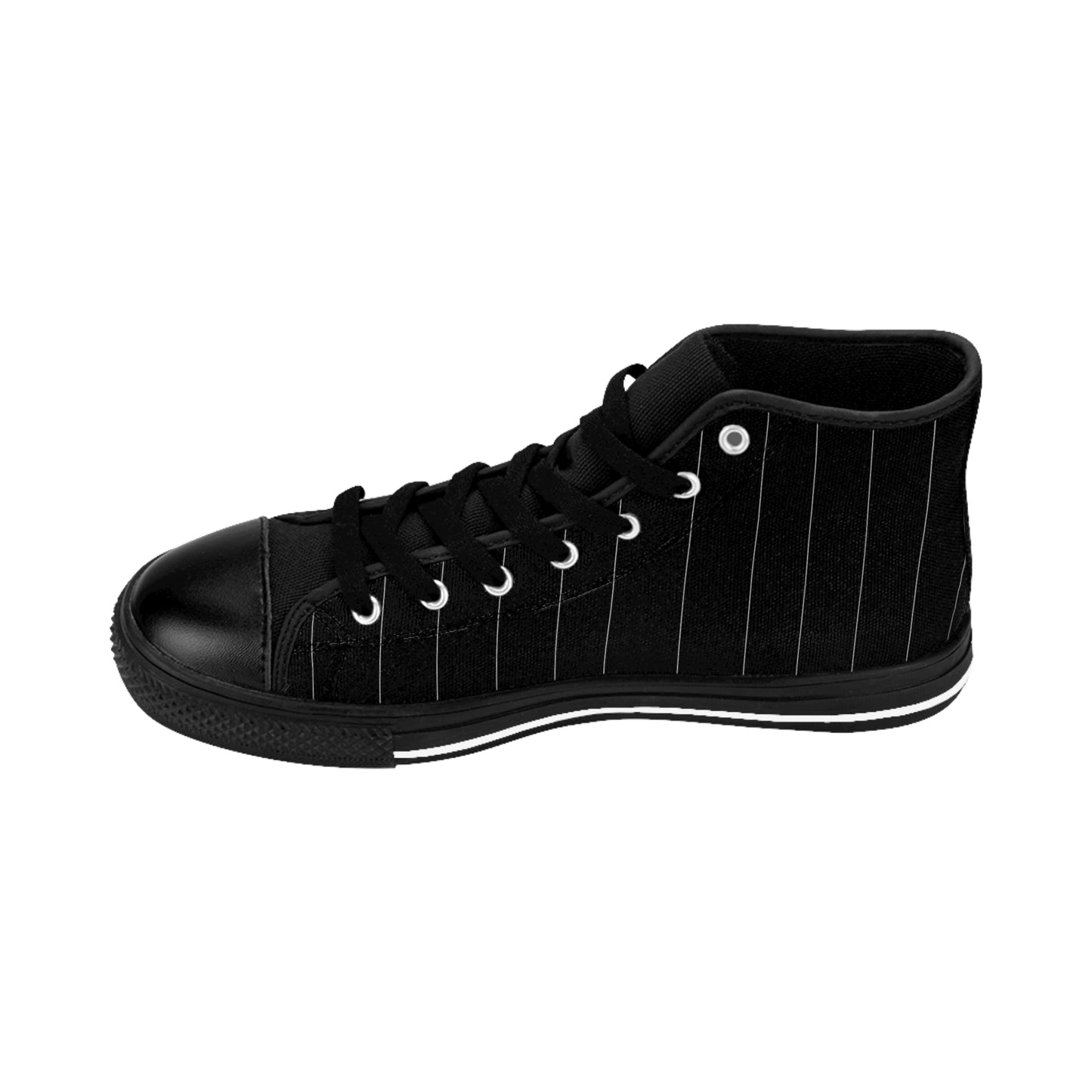 Black Pinstriped Women's Classic Sneakers