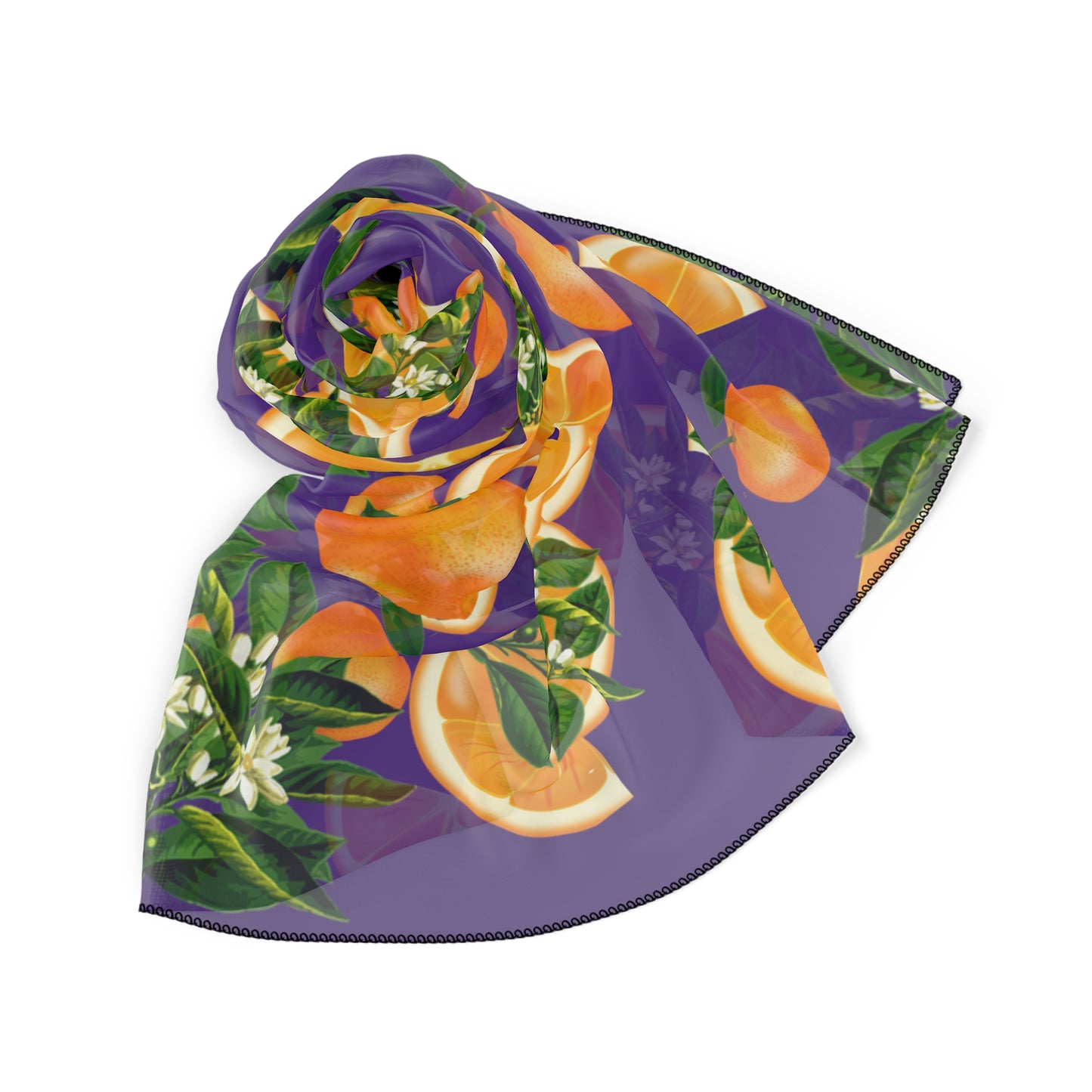 Orange Blossom Print Poly Scarf