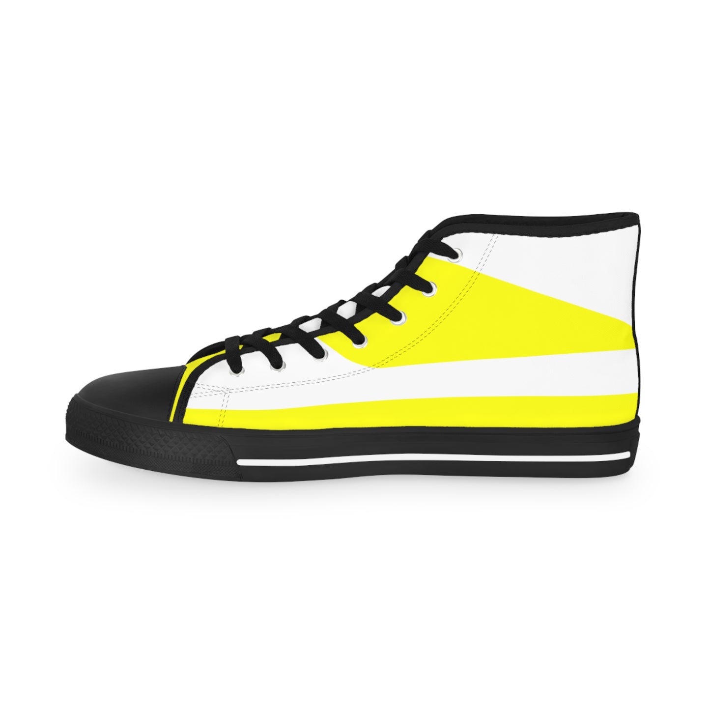 Yellow On White Men's High Top Sneakers