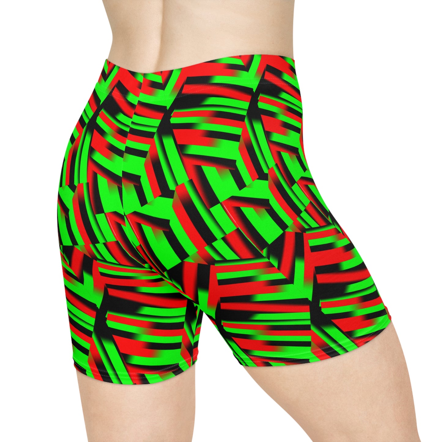 Afro Strips Women's Biker Shorts (AOP)