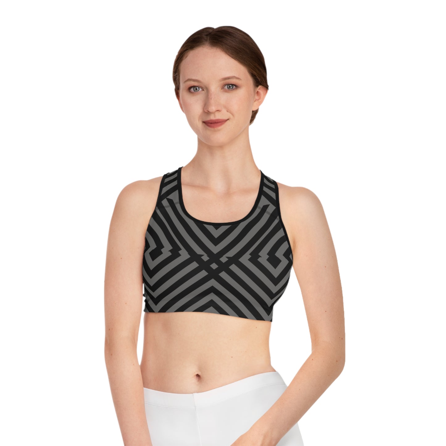 Chrome With Strips Sports Bra (AOP)