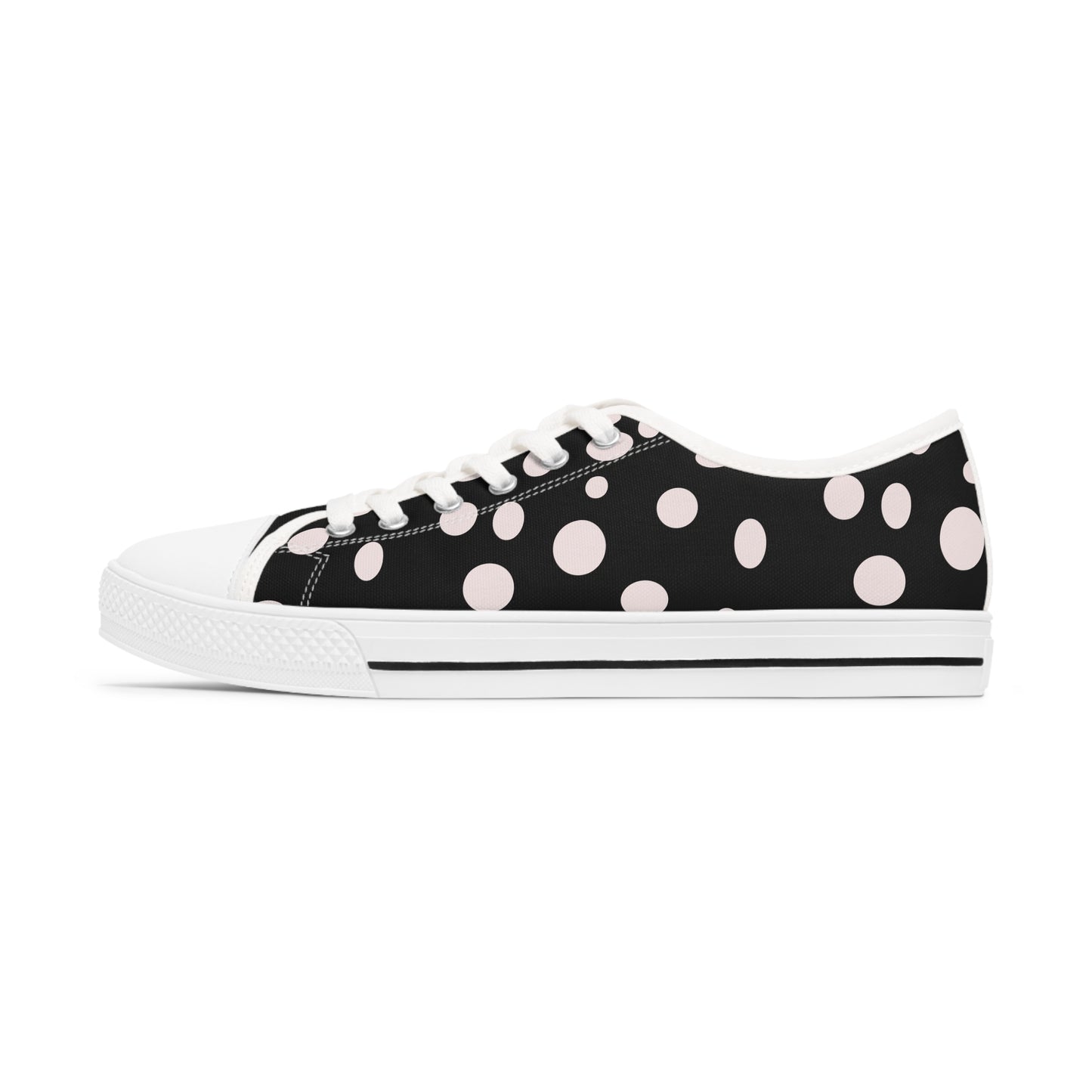 White Dots on Black    Women's Low Top Sneakers