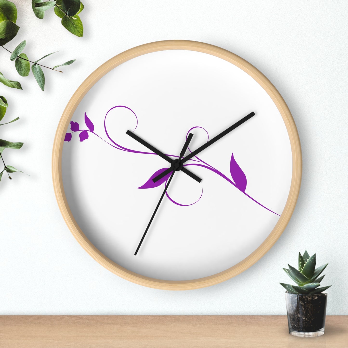 Violet  Leaf Wall clock