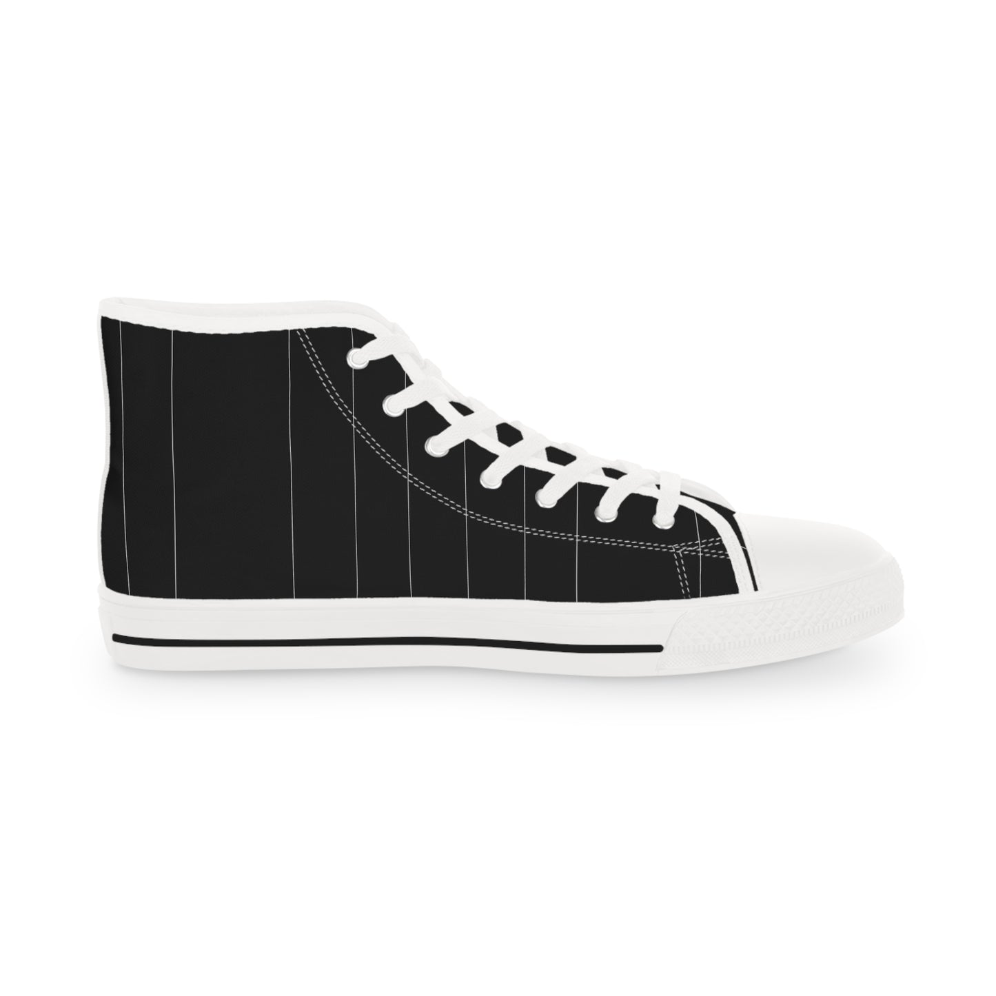 Black Pin Striped Men's High Top Sneakers