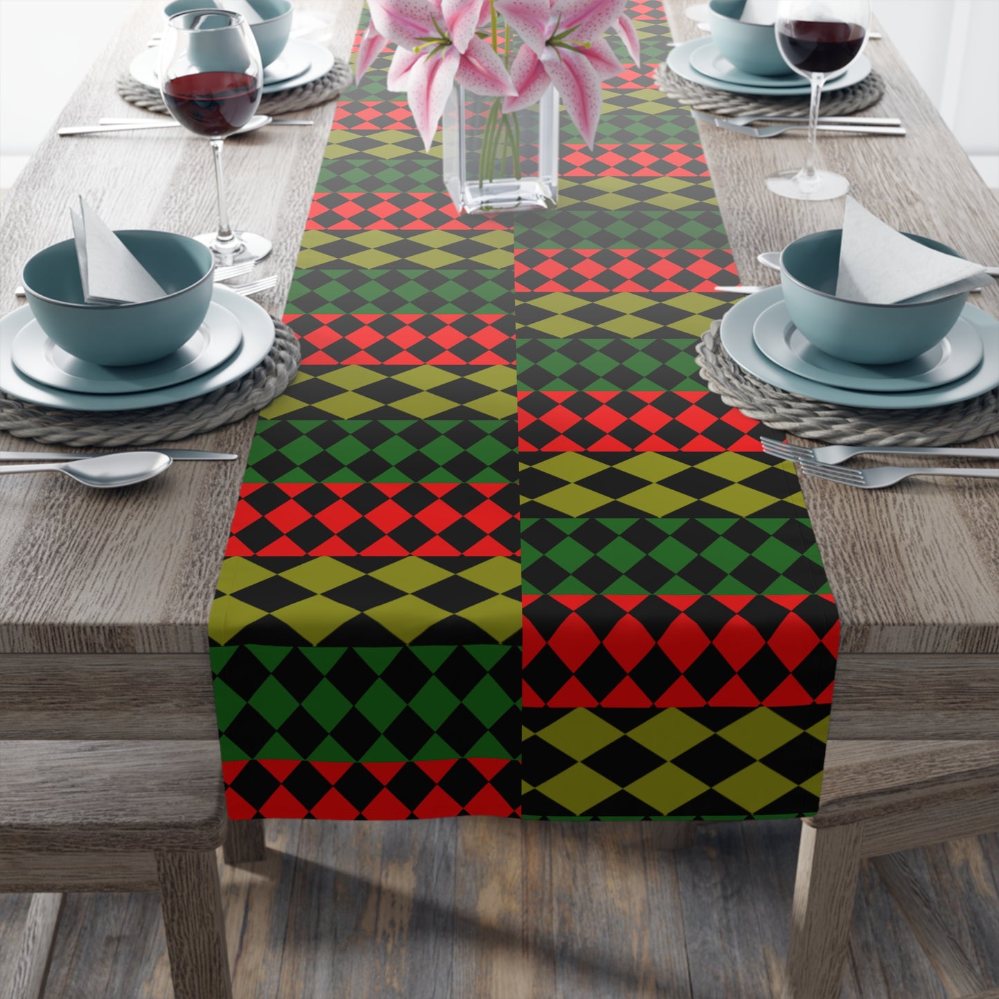 Pan African FLAG( Optical) Table Runner (Cotton, Poly)