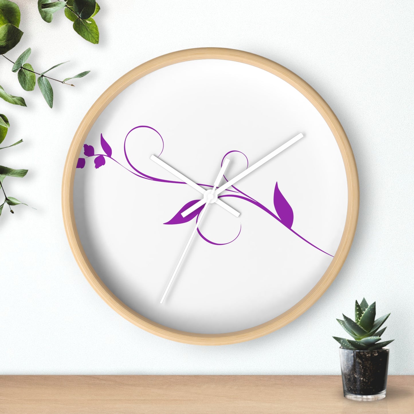 Violet  Leaf Wall clock