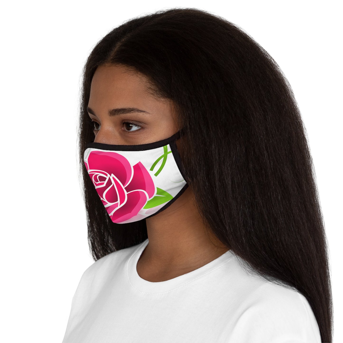 Pink on White Fitted Polyester Face Mask