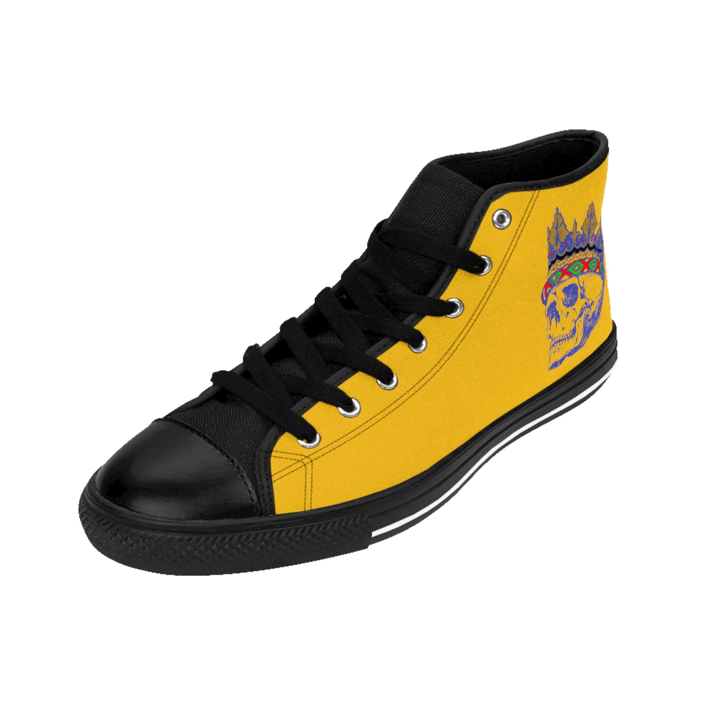 QUEEN SKULL On Mustard  Women's Classic Sneakers