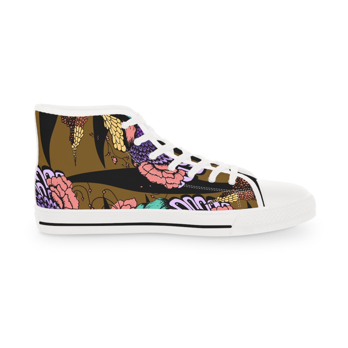 Black Snail Floral Men's High Top Sneakers