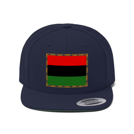 African Diaspora Flag in Gold (EMBROIDERED)  Unisex Flat Bill Hat