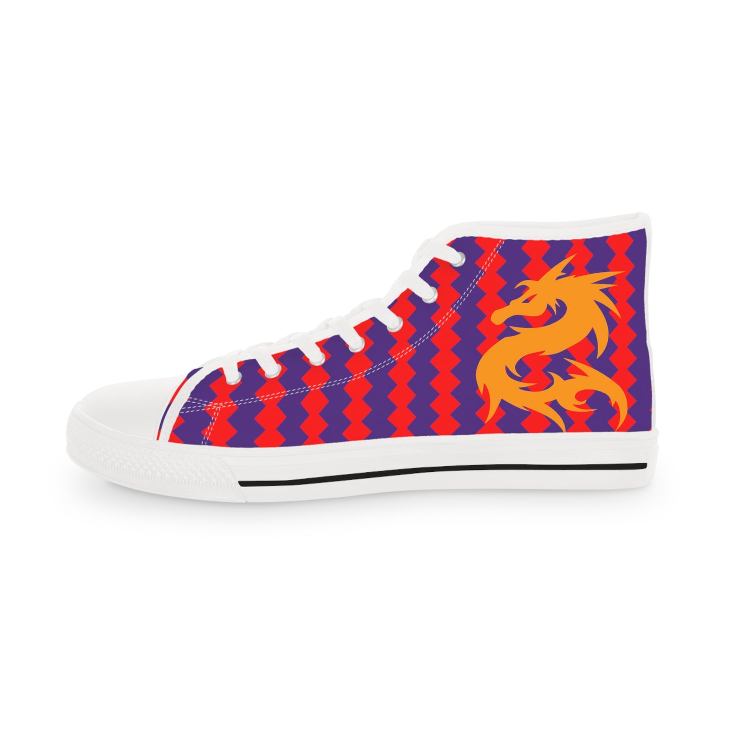 Golden Dragon on Purple and Red Men's High Top Sneakers