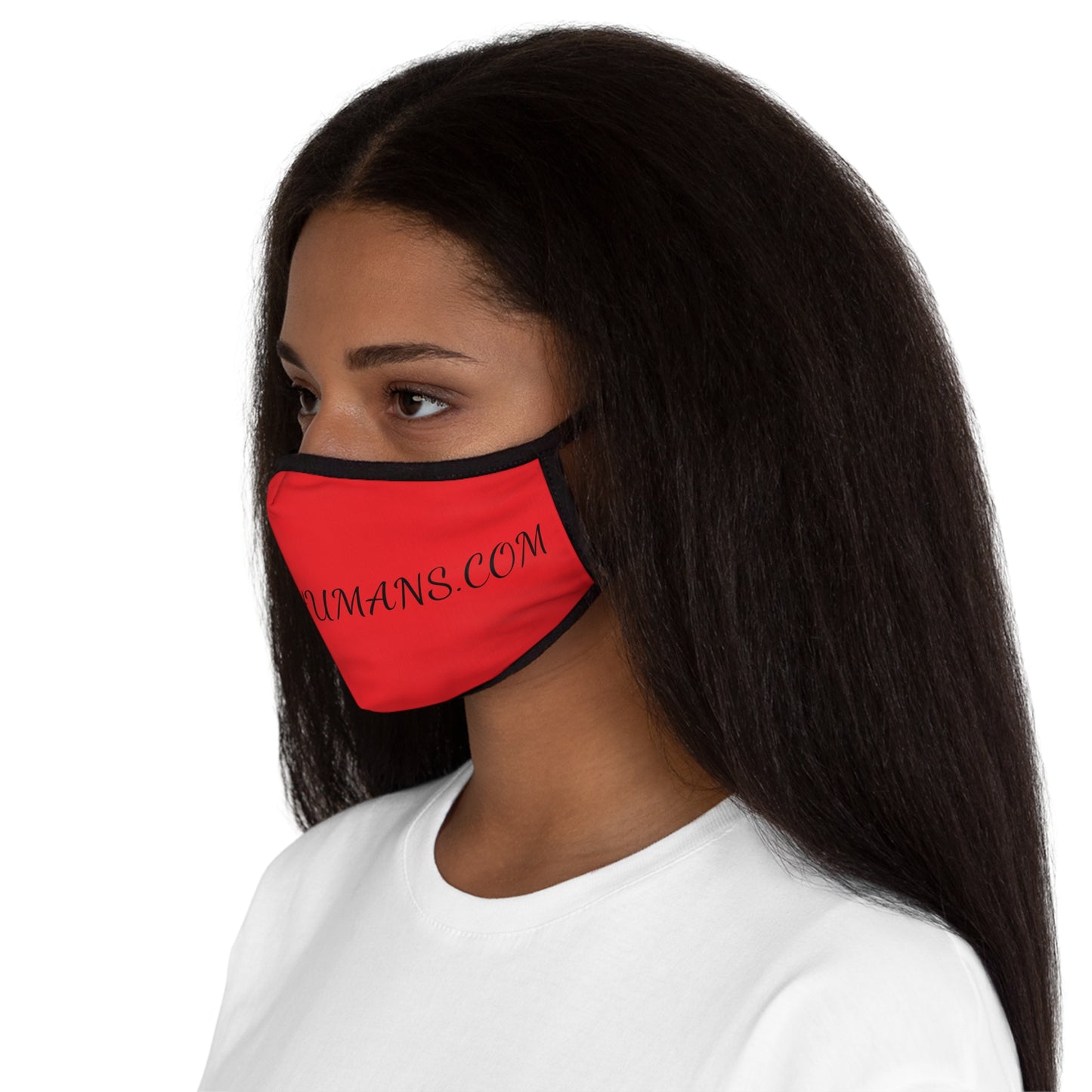 The First Humans.com on Red Fitted Polyester Face Mask