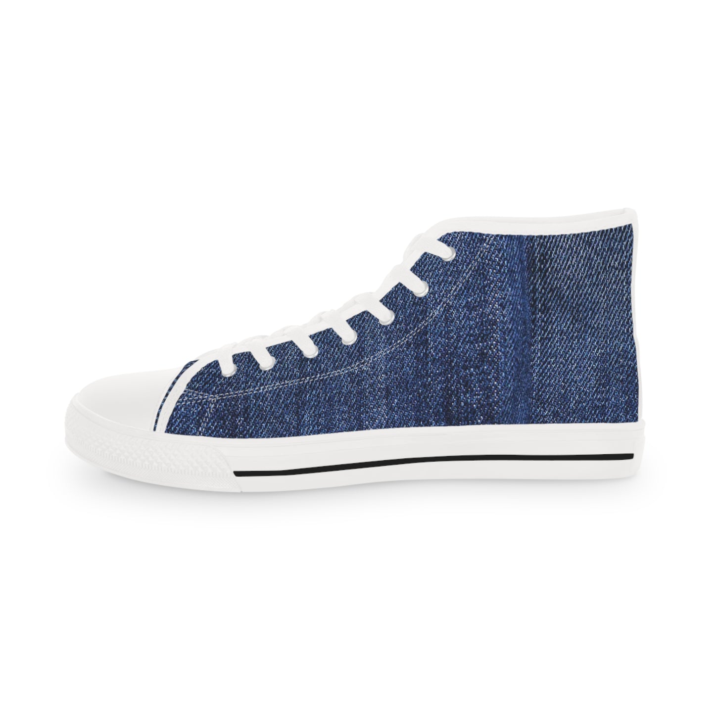 Blue Denim Style Men's High Top Sneakers