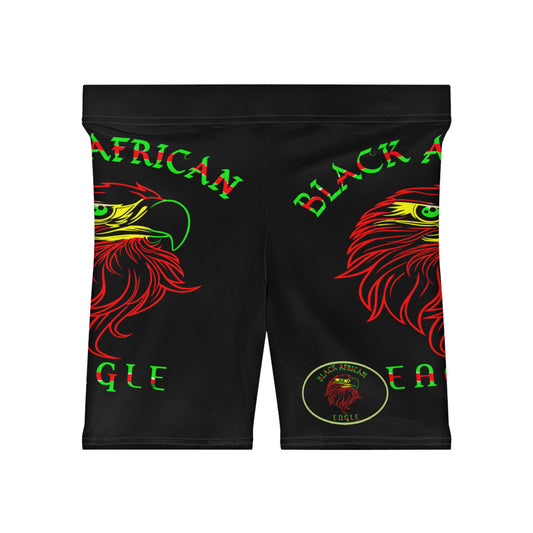 Black African Eagle Women's Biker Shorts (AOP)