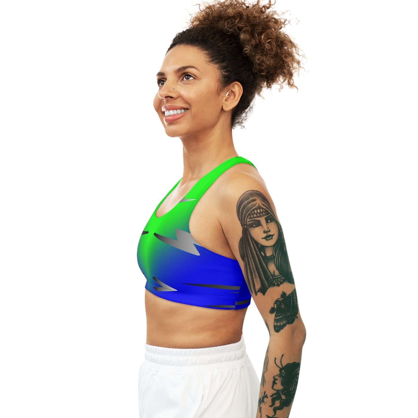 Silver Green  Seamless Sports Bra (AOP)