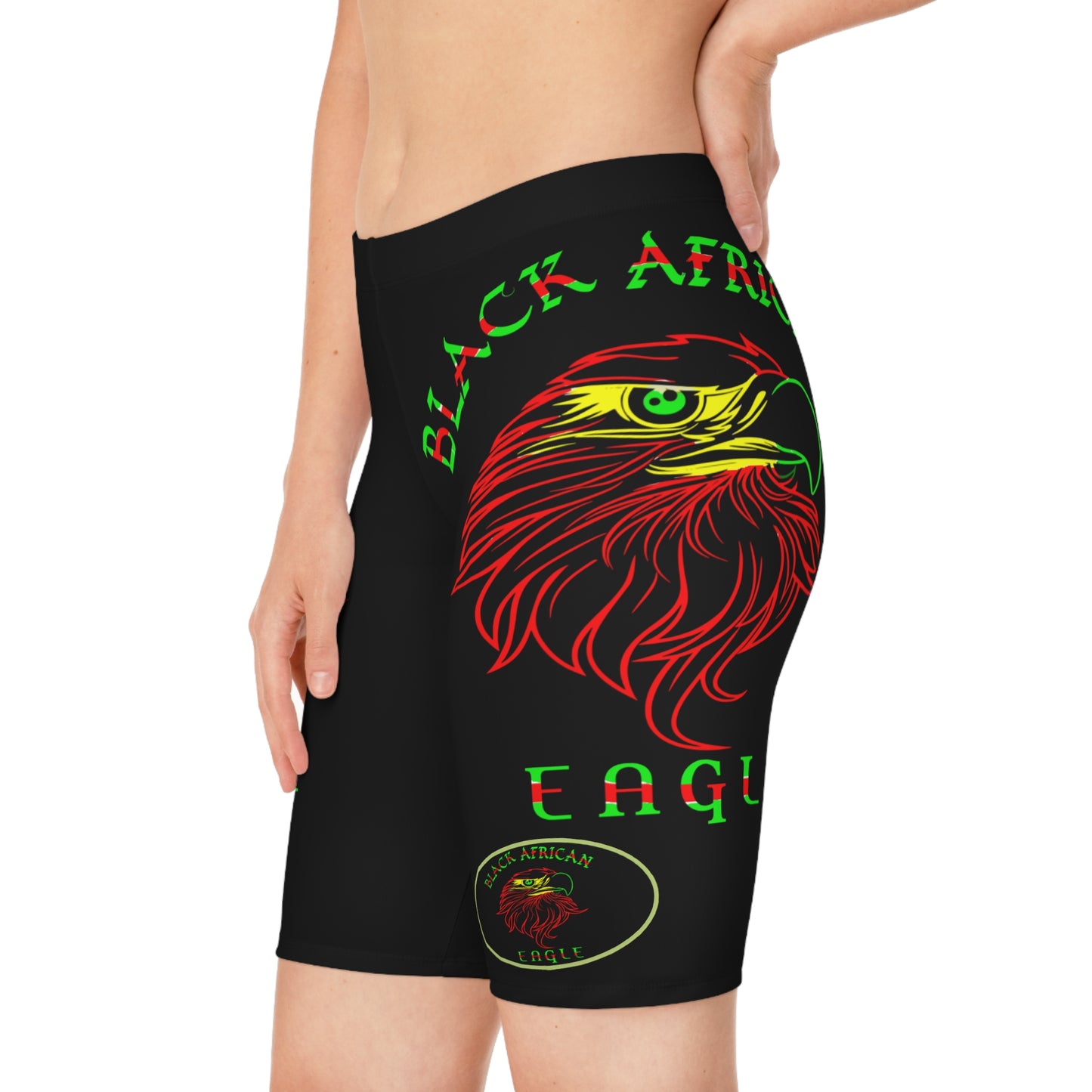 Black African Eagle Women's Bike Shorts (AOP)