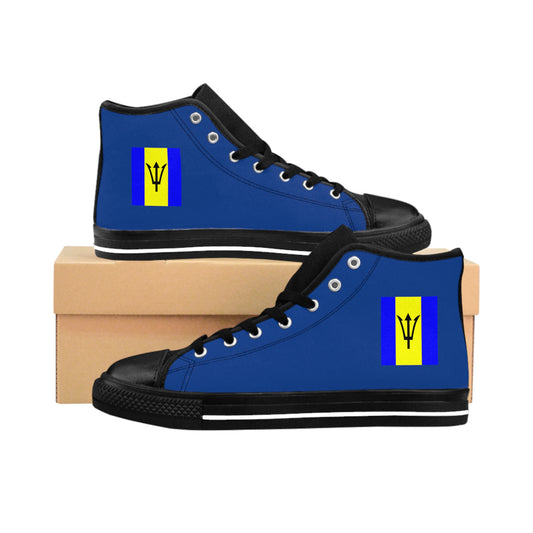 Barbados On  Blue Women's Classic Sneakers