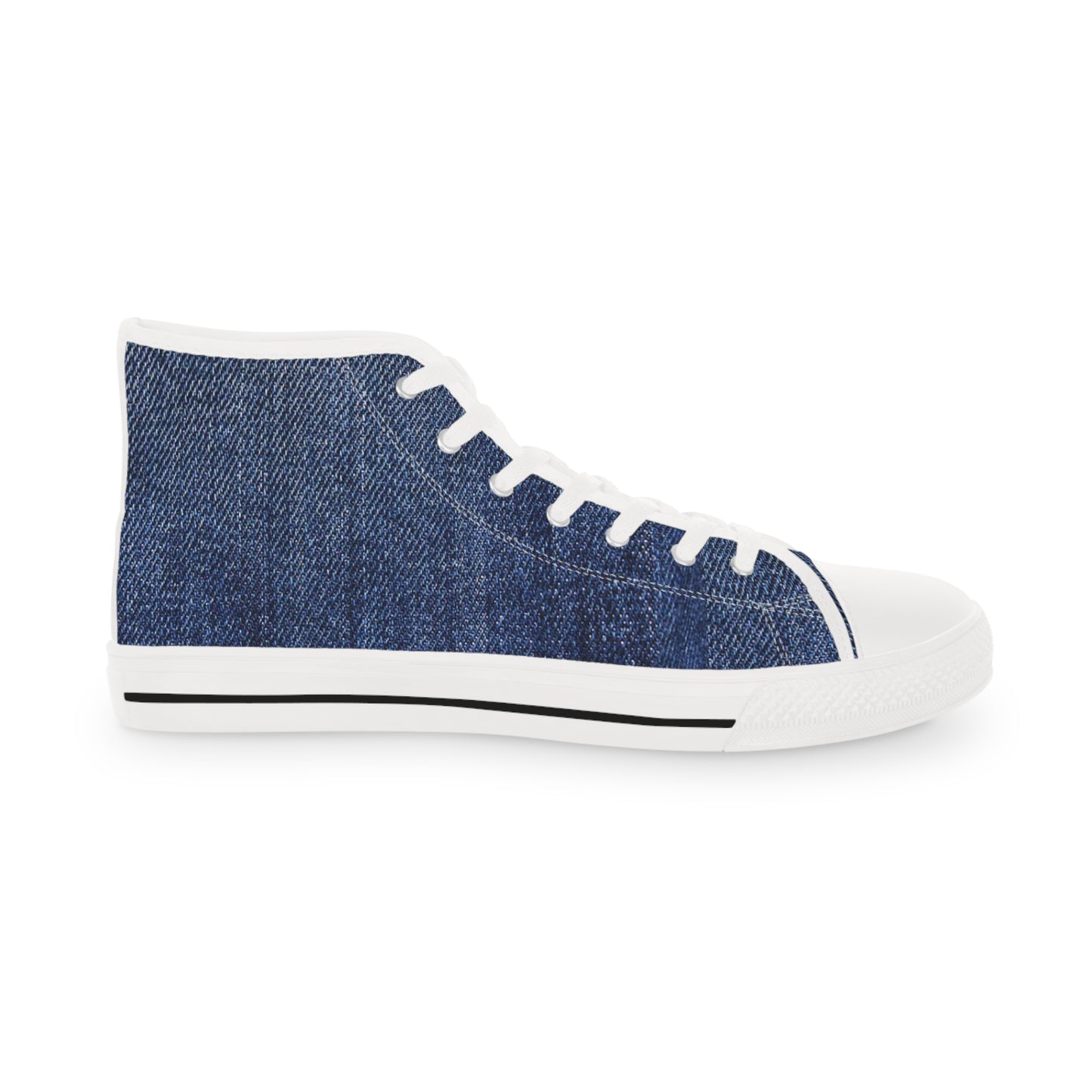 Blue Denim Style Men's High Top Sneakers