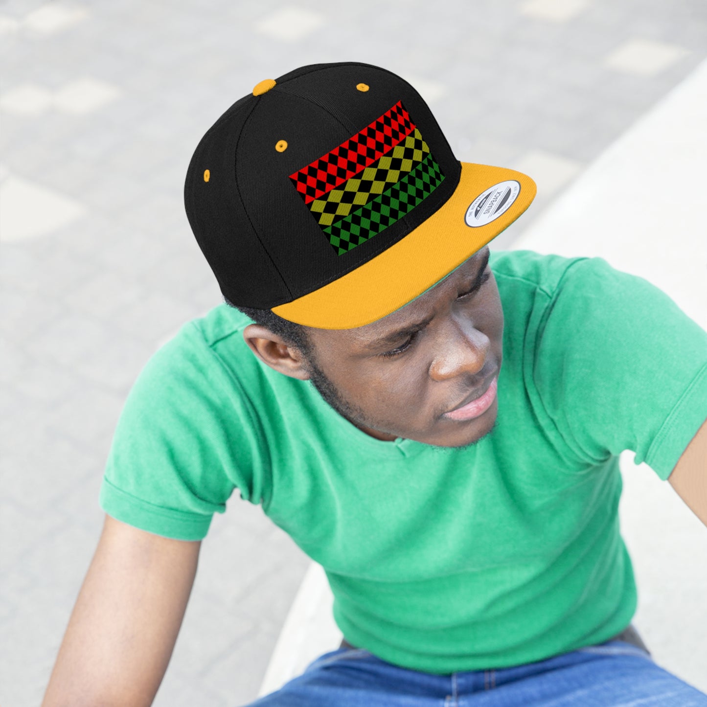 Pan African Flag (Optical) (EMBROIDERED)  Unisex Flat Bill Hat