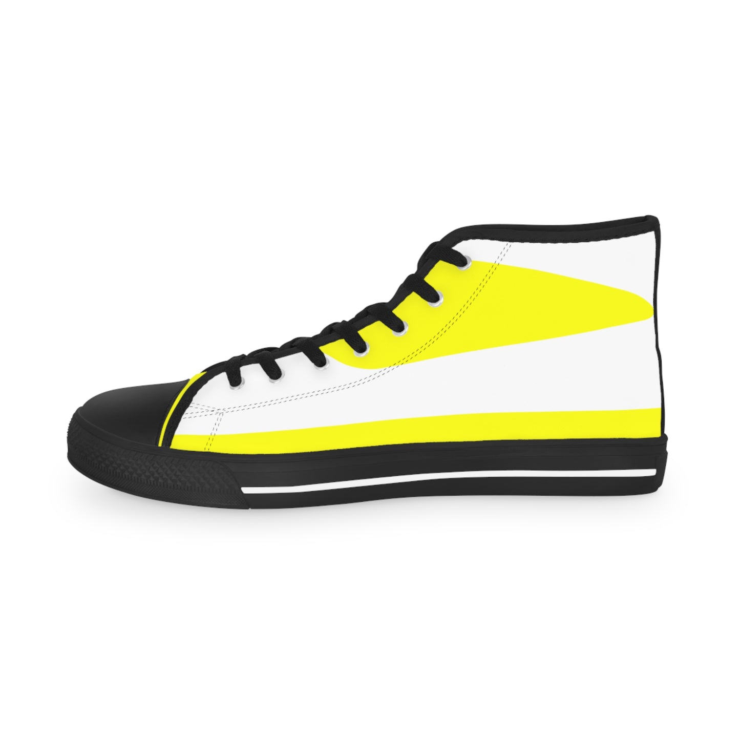 Yellow On White Men's High Top Sneakers